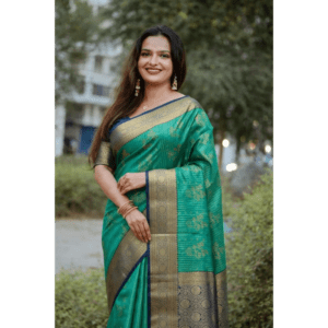 emerald heritage woven saree