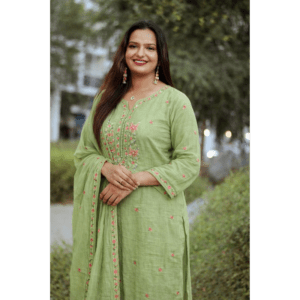 meher green embroidered salwar set
