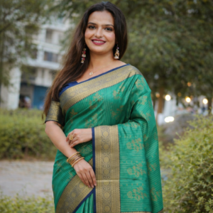 emerald heritage woven saree