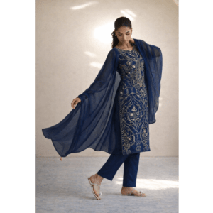 nayra navy embroidered suit set